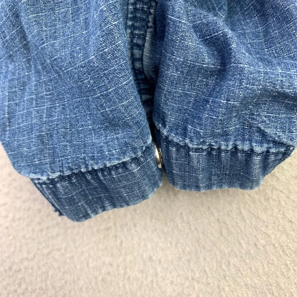 GAP Parachute Pant Cargo Pants Kids L Blue Denim Elastic Waist Snap Hem Utility
